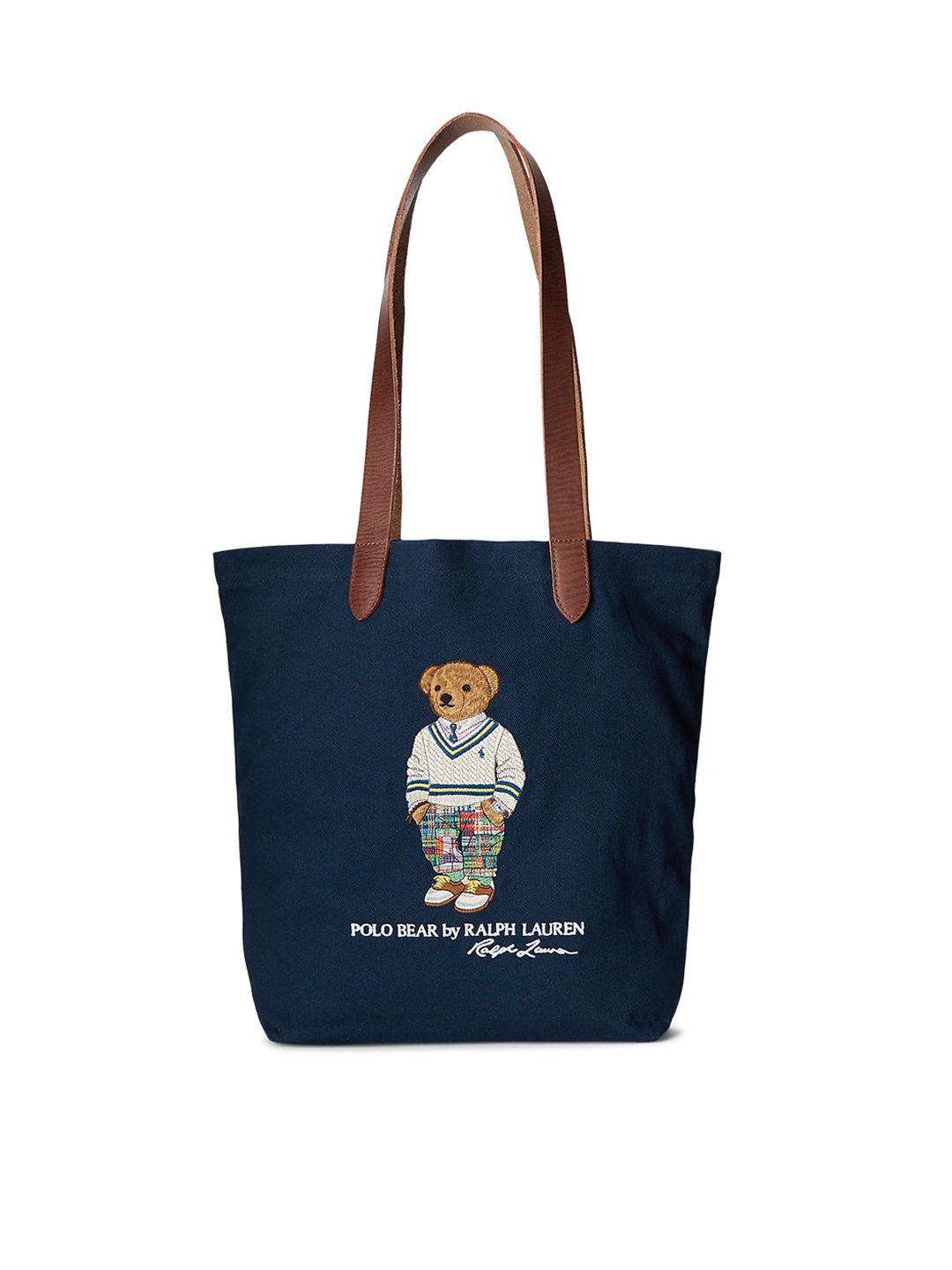 polo ralph lauren men polo bear embroidered twill shopper tote bag