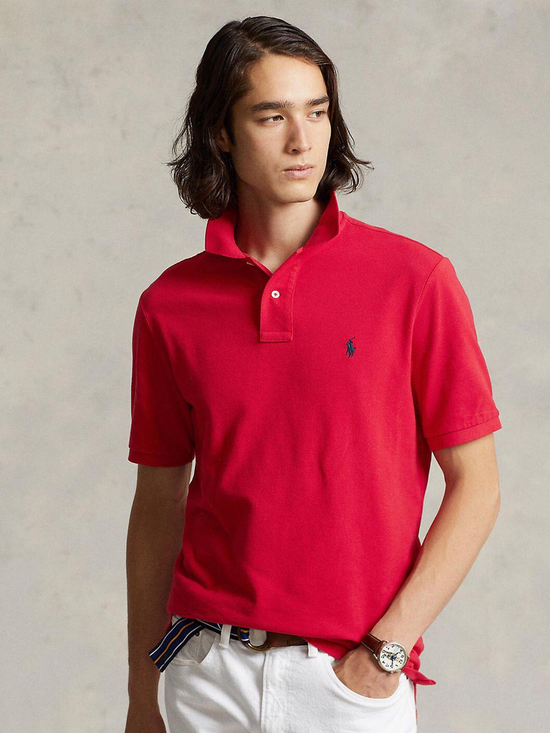 polo ralph lauren men red solid cotton t-shirts