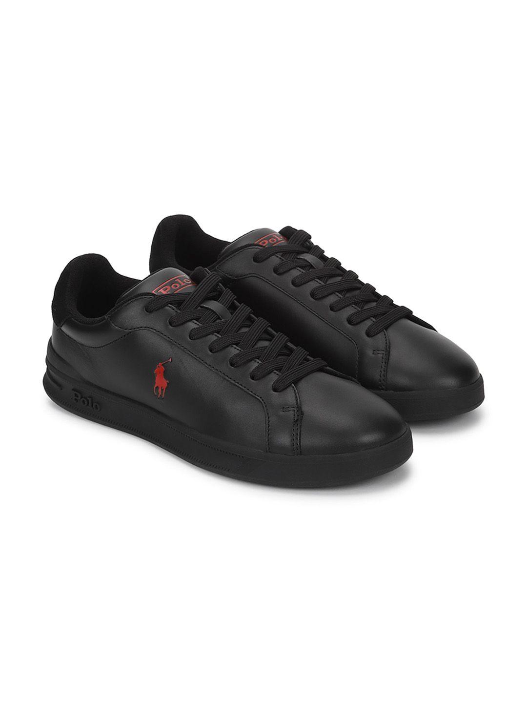 polo ralph lauren men side logo leather sneakers