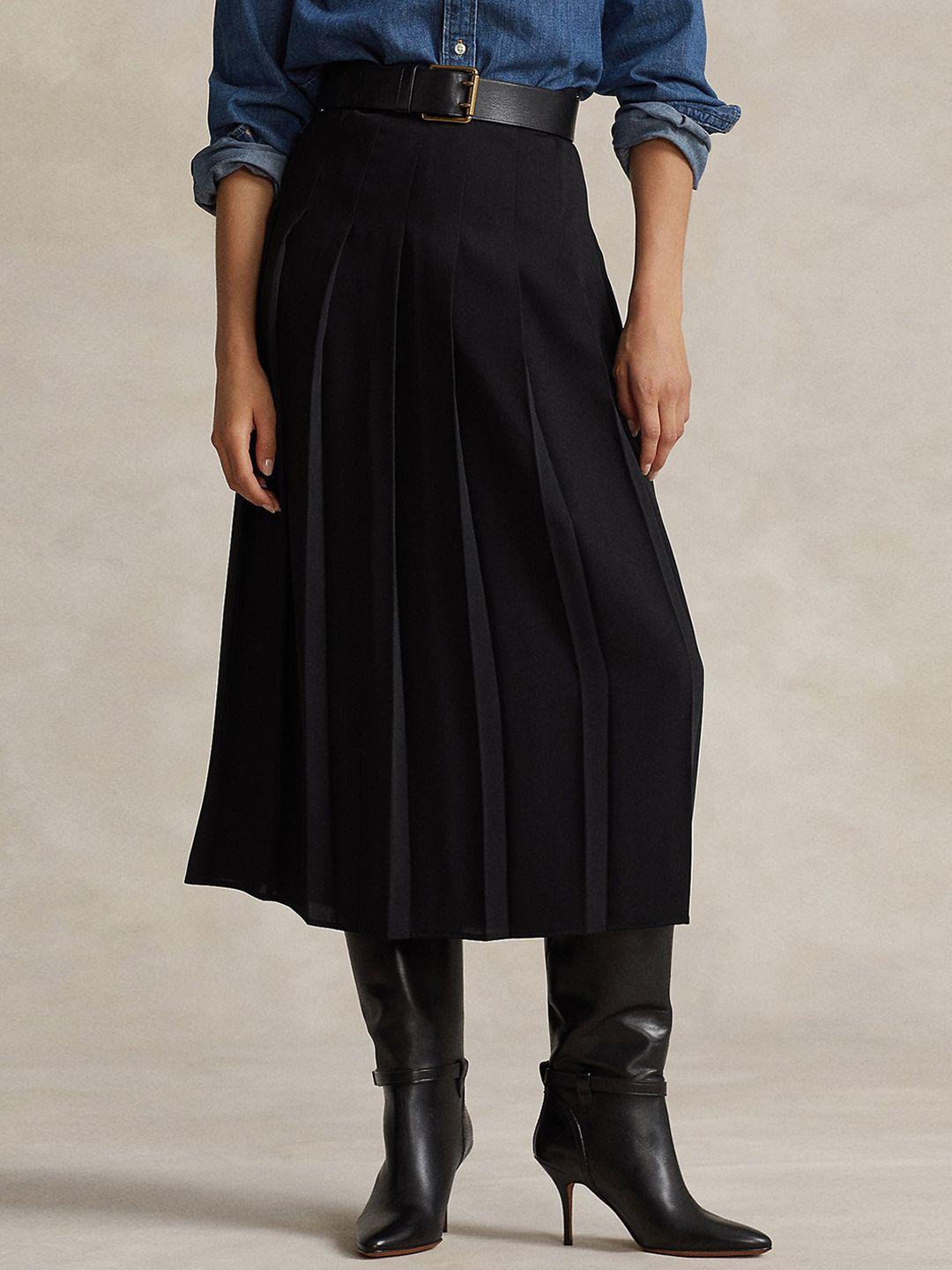 polo ralph lauren pleated a-line midi skirt