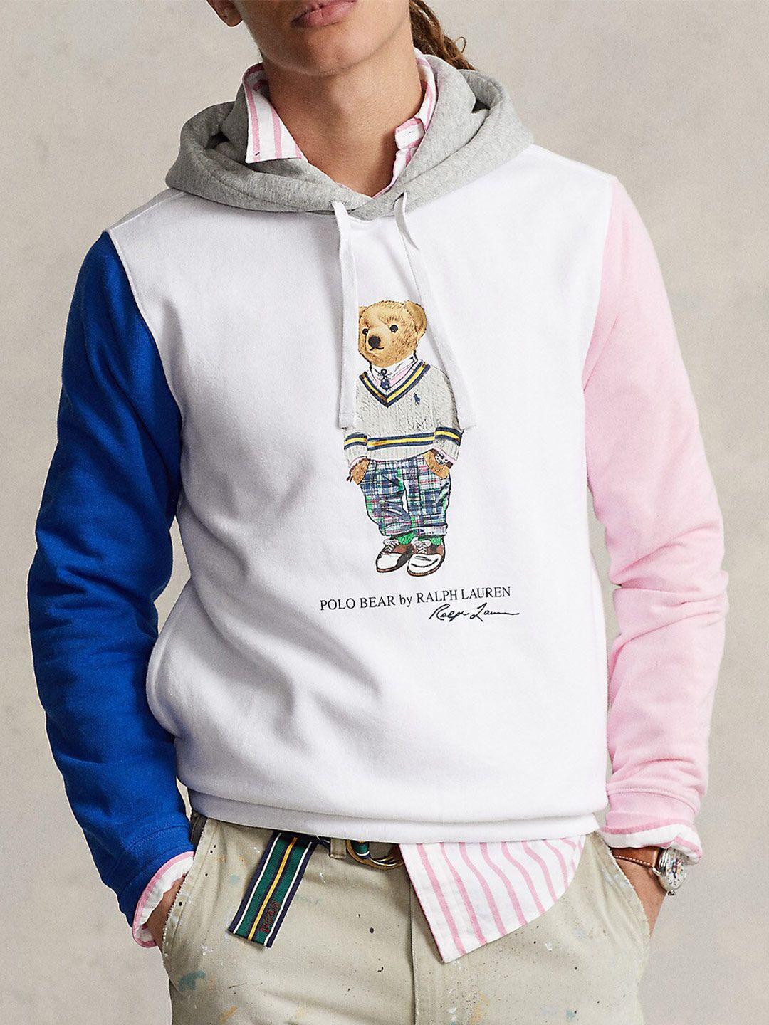 polo ralph lauren pure cotton colourblocked hooded sweatshirts