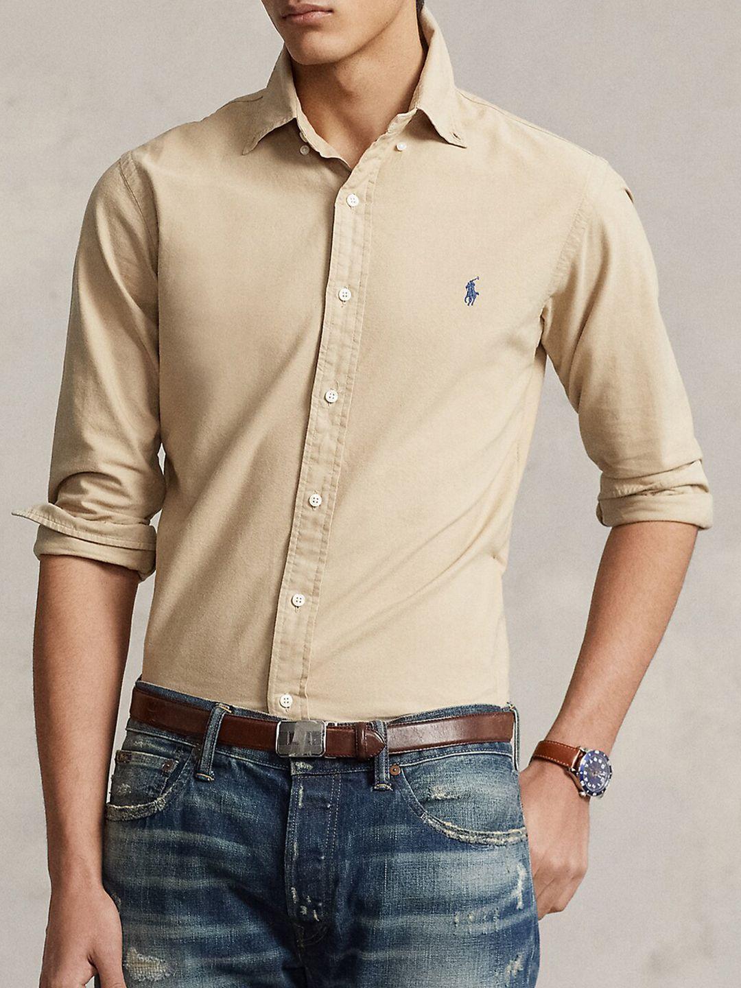 polo ralph lauren slim-fit denim cotton casual shirt