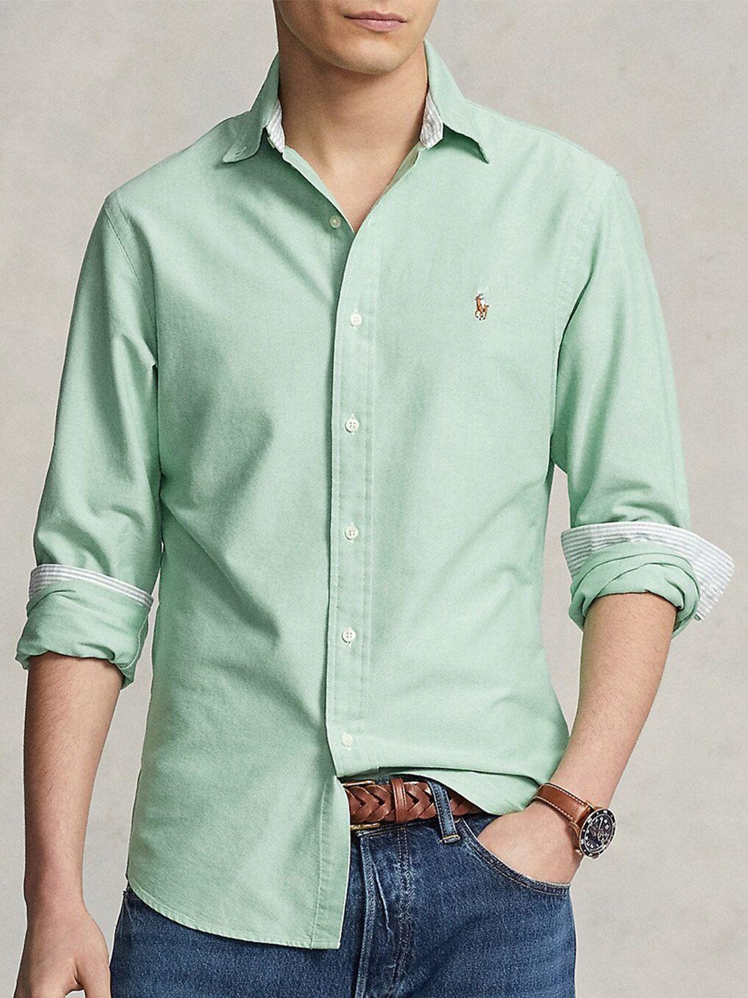 polo ralph lauren spread collar button-down collar  denim cotton casual shirt