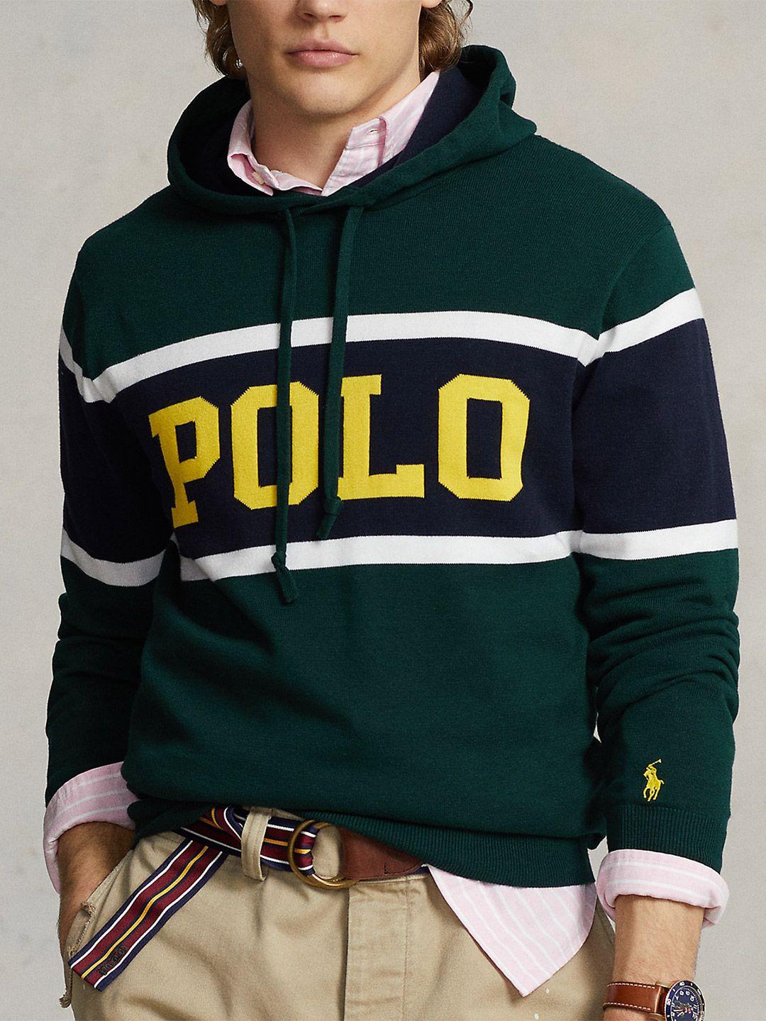 polo ralph lauren striped hooded pure cotton sweatshirt