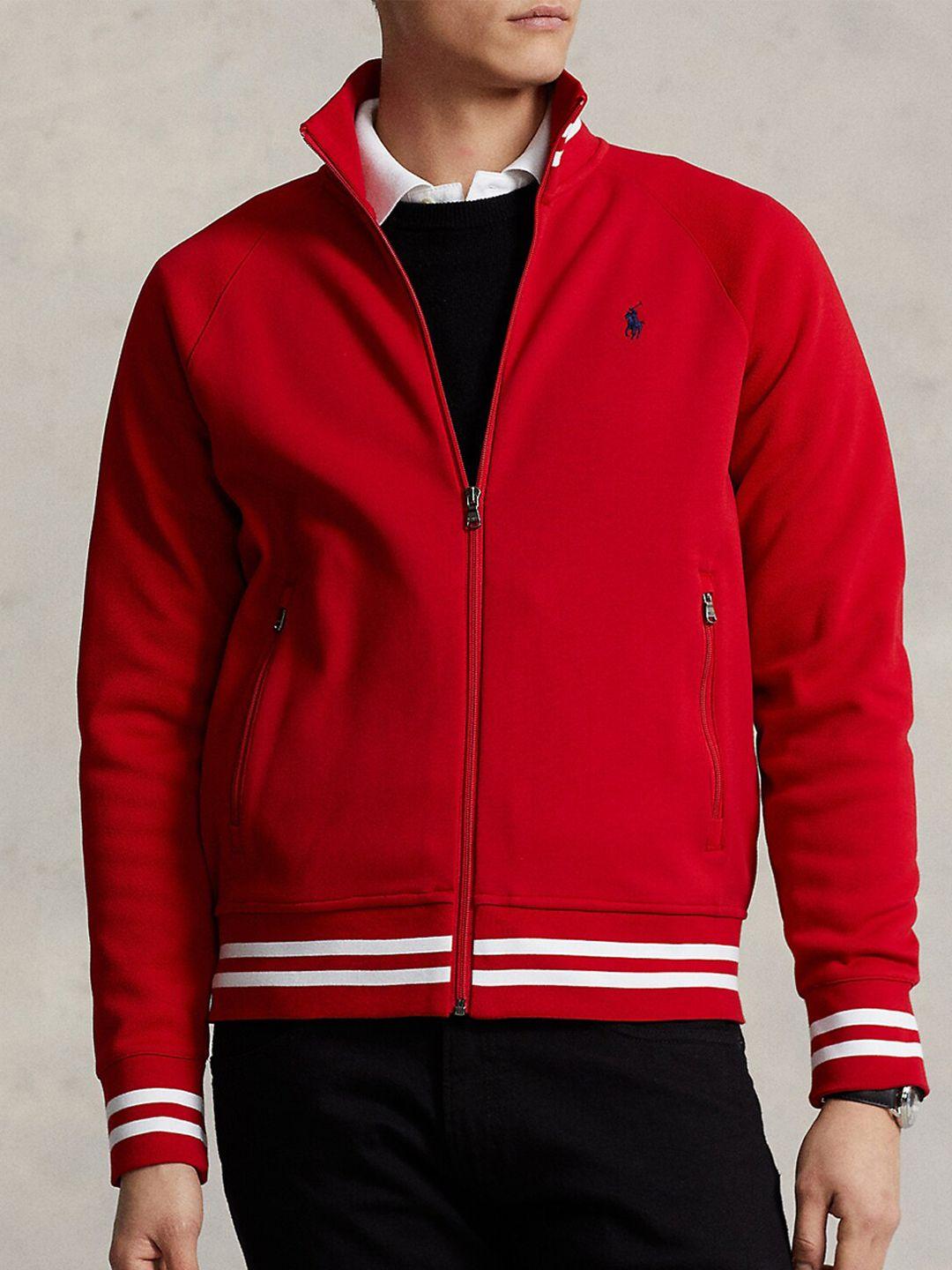 polo ralph lauren striped mock collar cotton bomber jacket