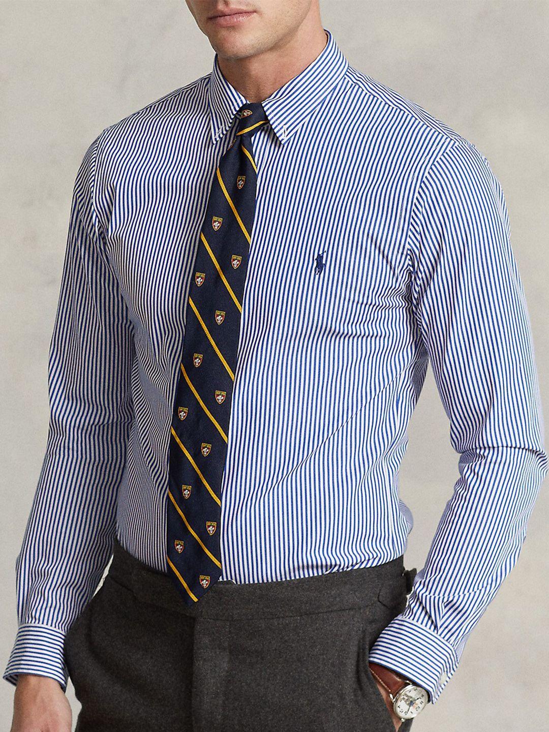 polo ralph lauren striped slim-fit formal cotton shirt