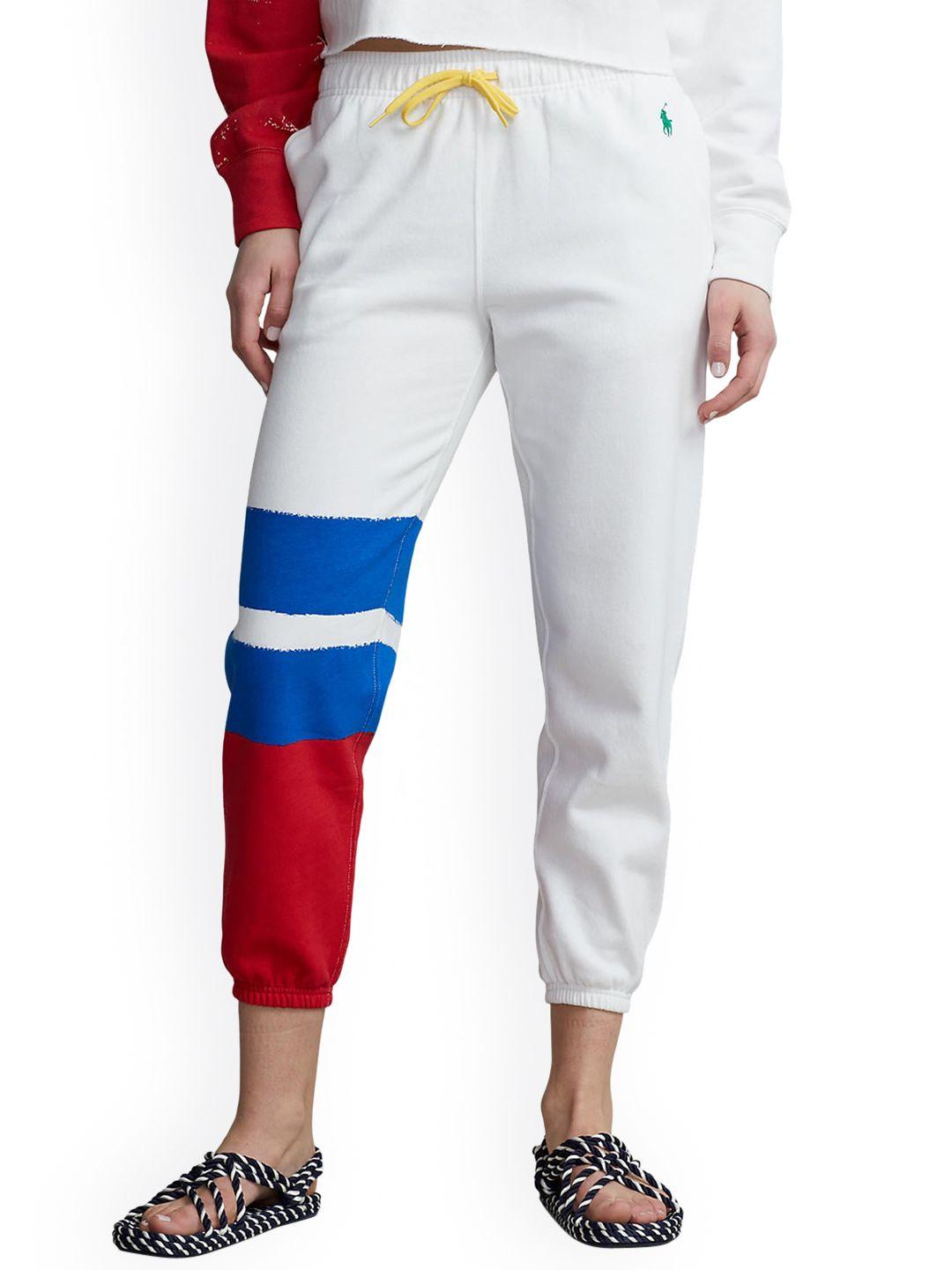 polo ralph lauren women colourblocked cotton regular fit joggers