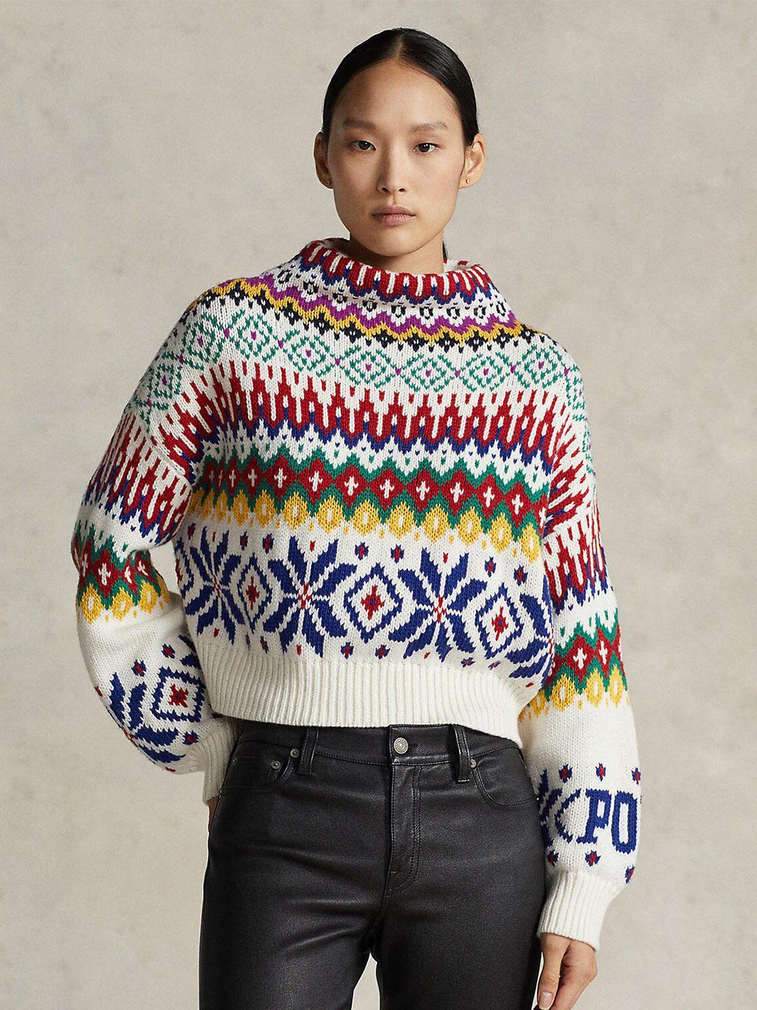 polo ralph lauren women ethnic motifs printed pullover sweaters