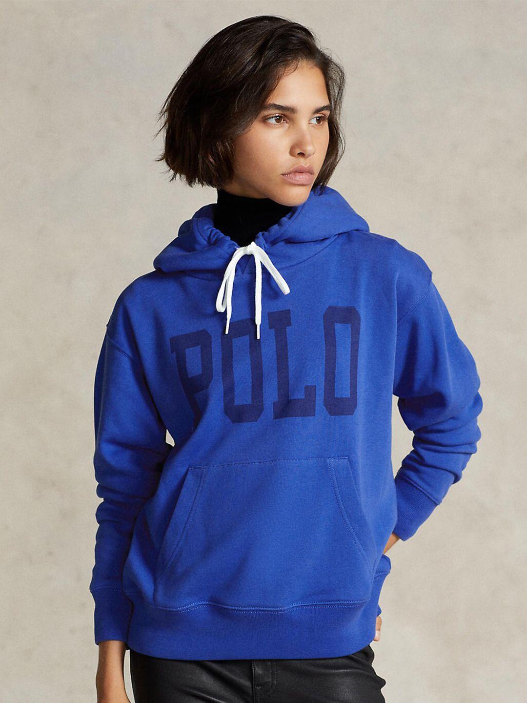 polo ralph lauren women logo printed pure cotton french terry hoodie