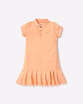 polo shift dress with pleated hemline