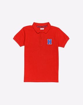 polo t-shirt with brand applique