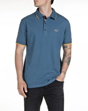 polo t-shirt with brand applique