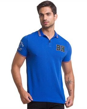 polo t-shirt with brand applique