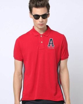 polo t-shirt with brand applique