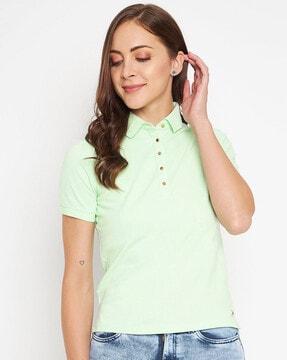 polo t-shirt with button placket
