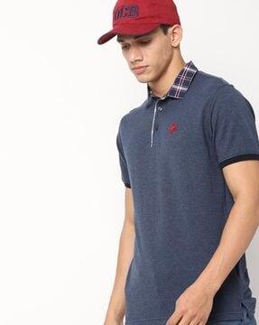 polo t-shirt with checked collar