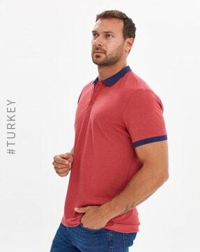 polo t-shirt with contrast collar