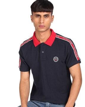 polo t-shirt with contrast logo taping