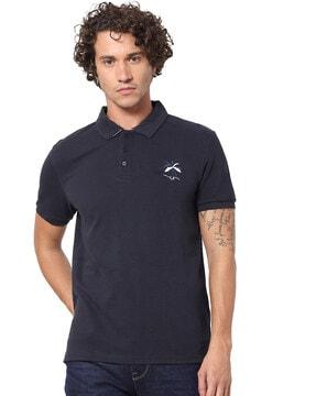 polo t-shirt with contrast rib hems