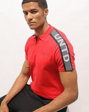 polo t-shirt with contrast shoulder panels