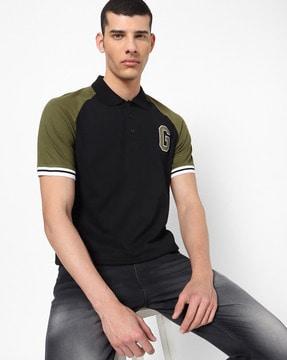 polo t-shirt with contrast sleeves