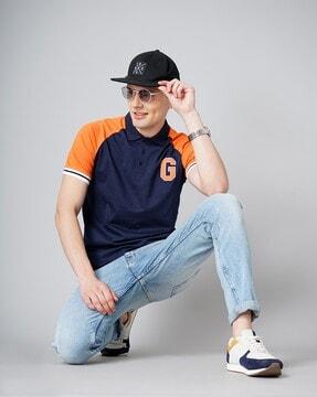 polo t-shirt with contrast sleeves