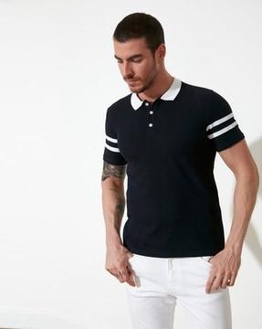 polo t-shirt with contrast striped taping