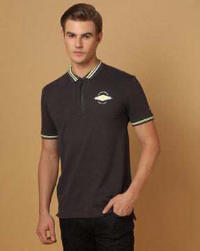 polo t-shirt with contrast stripes