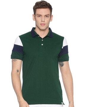 polo t-shirt with contrast stripes