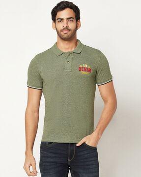 polo t-shirt with embroidered text