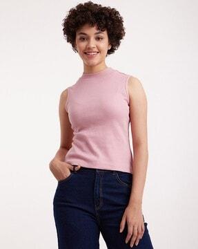 polo t-shirt with high-neck