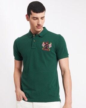 polo t-shirt with logo applique