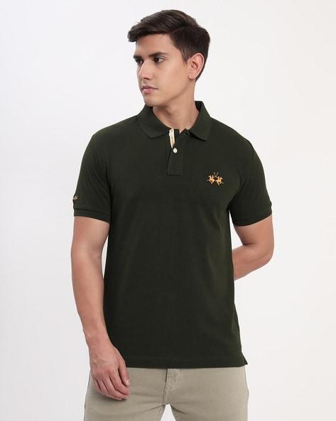 polo t-shirt with placement brand embroidery