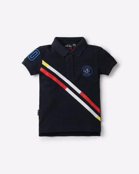 polo t-shirt with placement diagonal stripes
