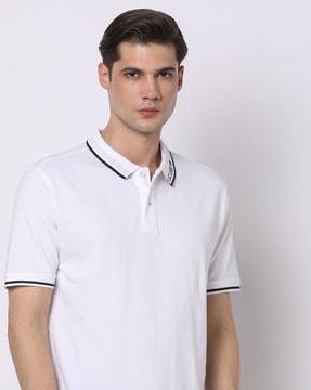 polo t-shirt with printed collar