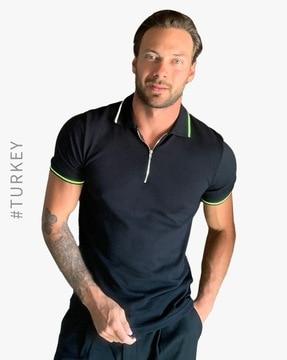 polo t-shirt with ribbed collar