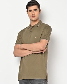 polo t-shirt with ribbed hem