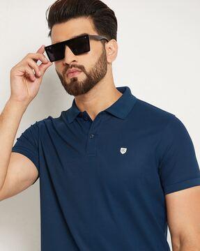 polo t-shirt with ribbed hem