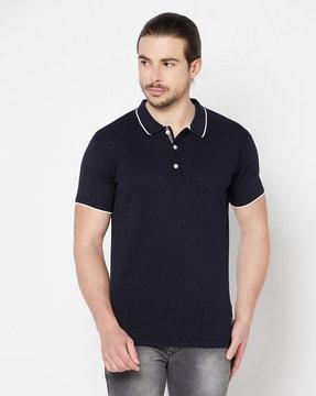 polo t-shirt with ribbed hem