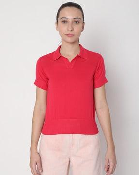 polo t-shirt with ribbed hems