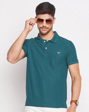 polo t-shirt with ribbed sleeves