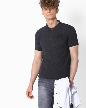 polo t-shirt with short button placket