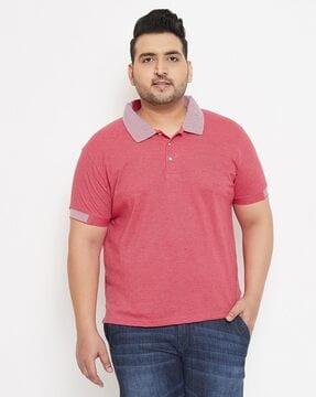 polo t-shirt with striped collar detail