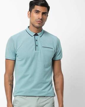 polo t-shirt with welt pocket