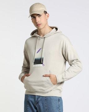 poloroid graphic print cotton hoodie