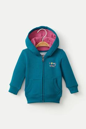 poly blend hood infant girls sweatshirts - green