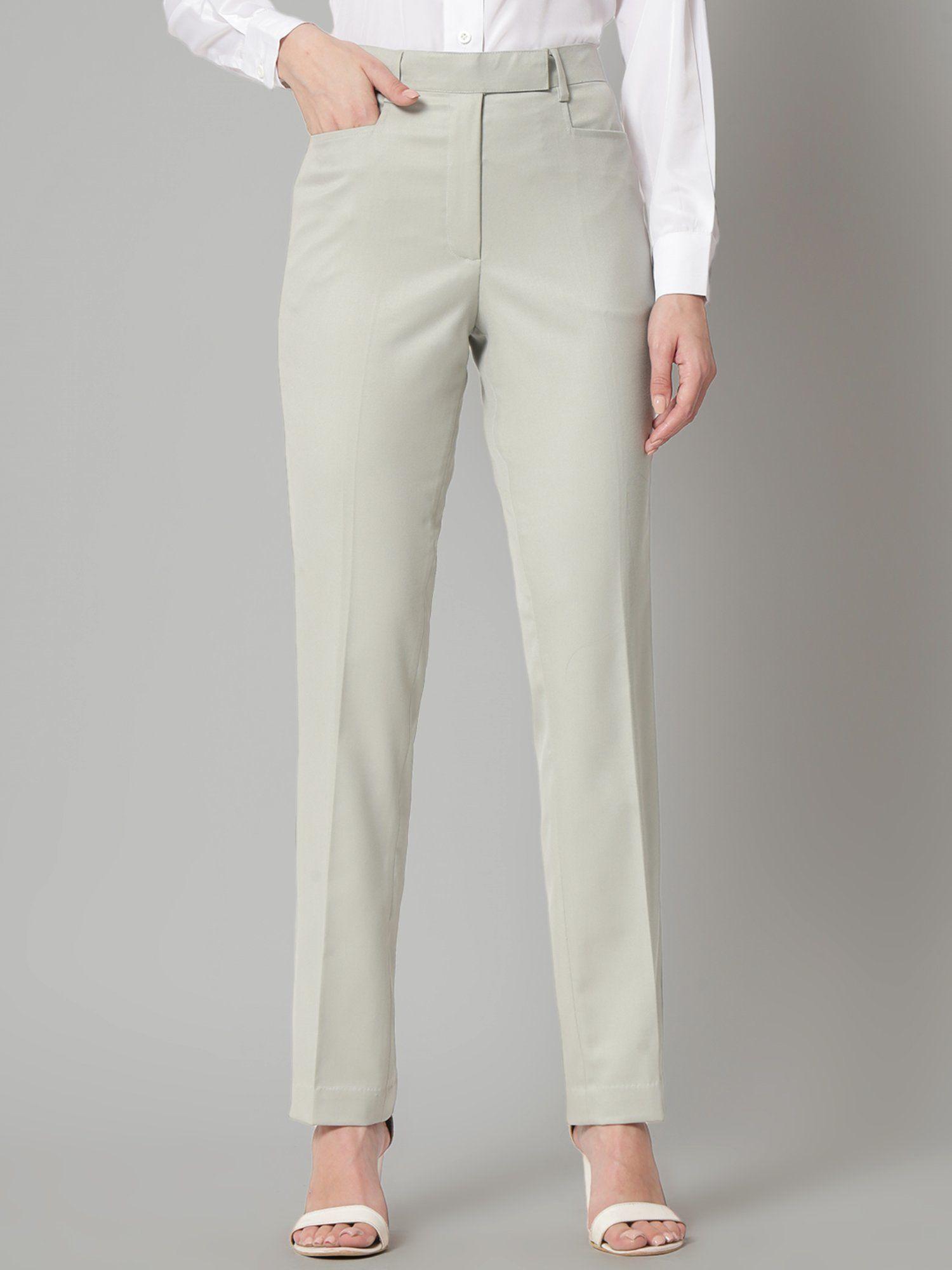 poly cotton formal trouser - sage green