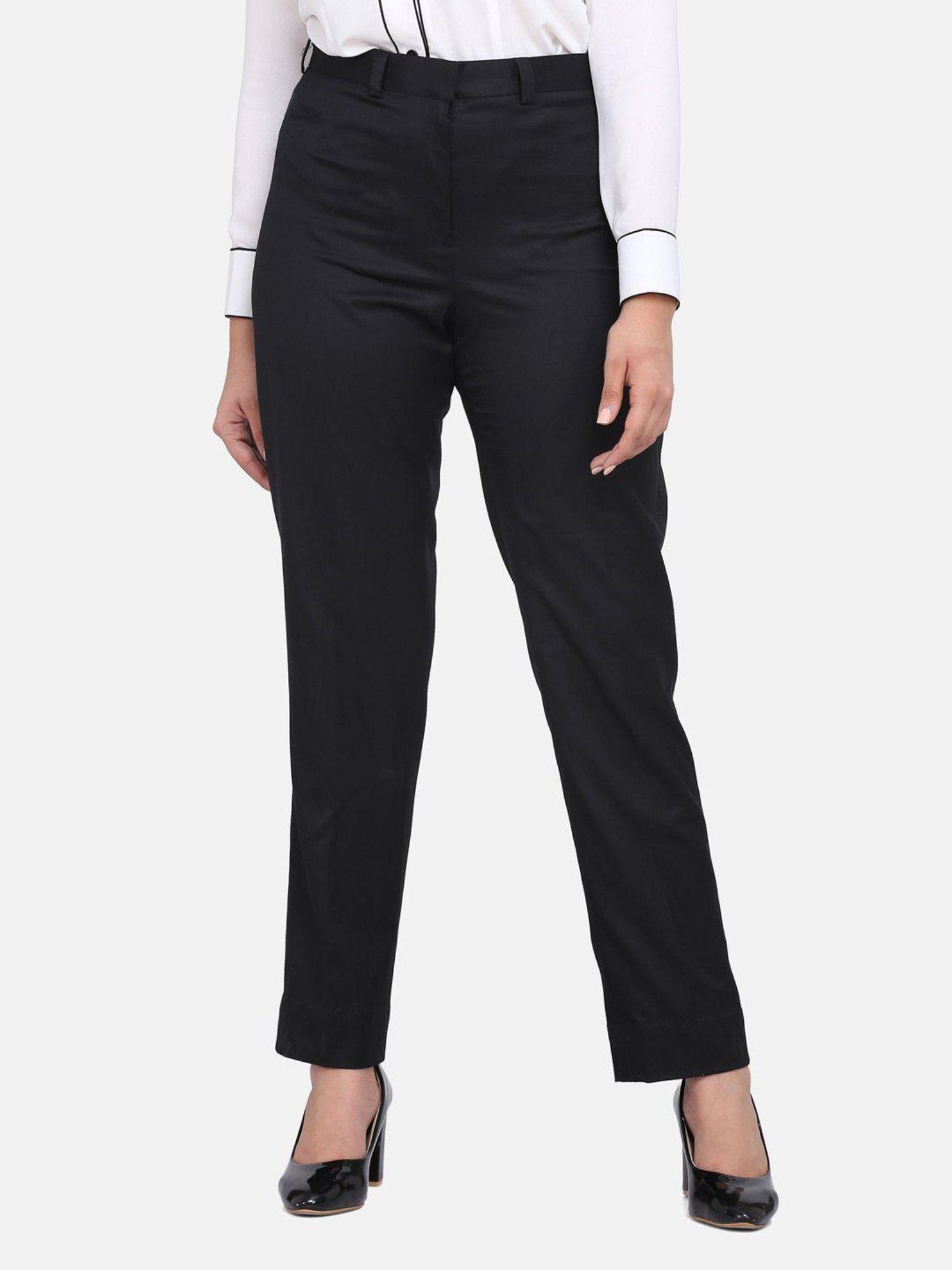 poly cotton formal trousers - black