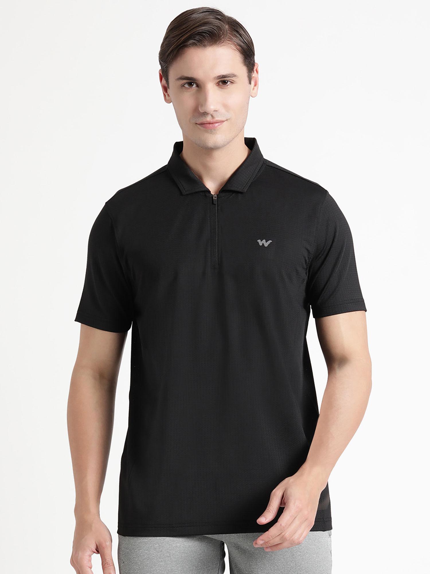 poly jac ziper polo -black