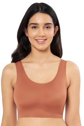 polyester non-wired non-padded women's beginners bra - caramel